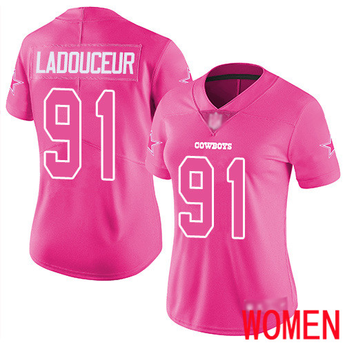 Women Dallas Cowboys Limited Pink L. P. Ladouceur #91 Rush Fashion NFL Jersey